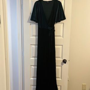 SHEIN emerald velvet wrap dress
